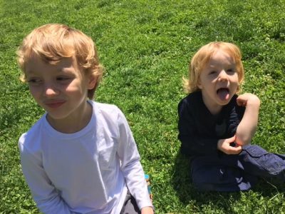 My Brooklyn grandsons don't get nearly enough time in the grass.