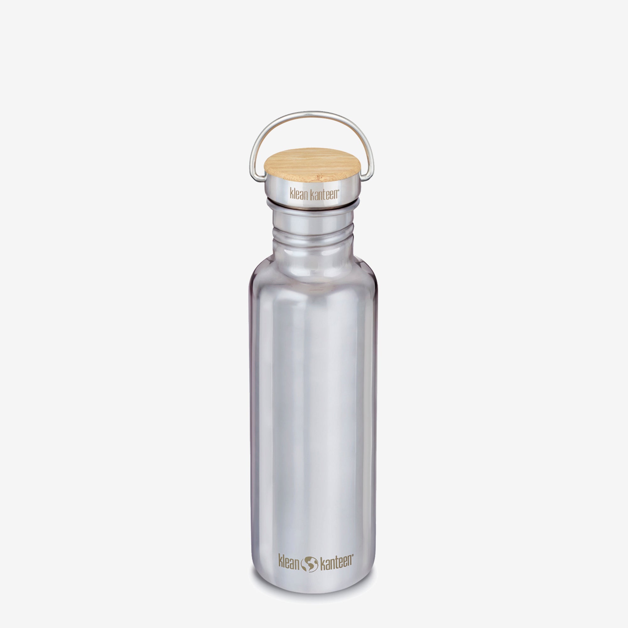 Klean Kanteen Silver Water Bottle with Bamboo Cap