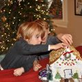 Kids decorate gingerbread house Gimme the Good Stuff