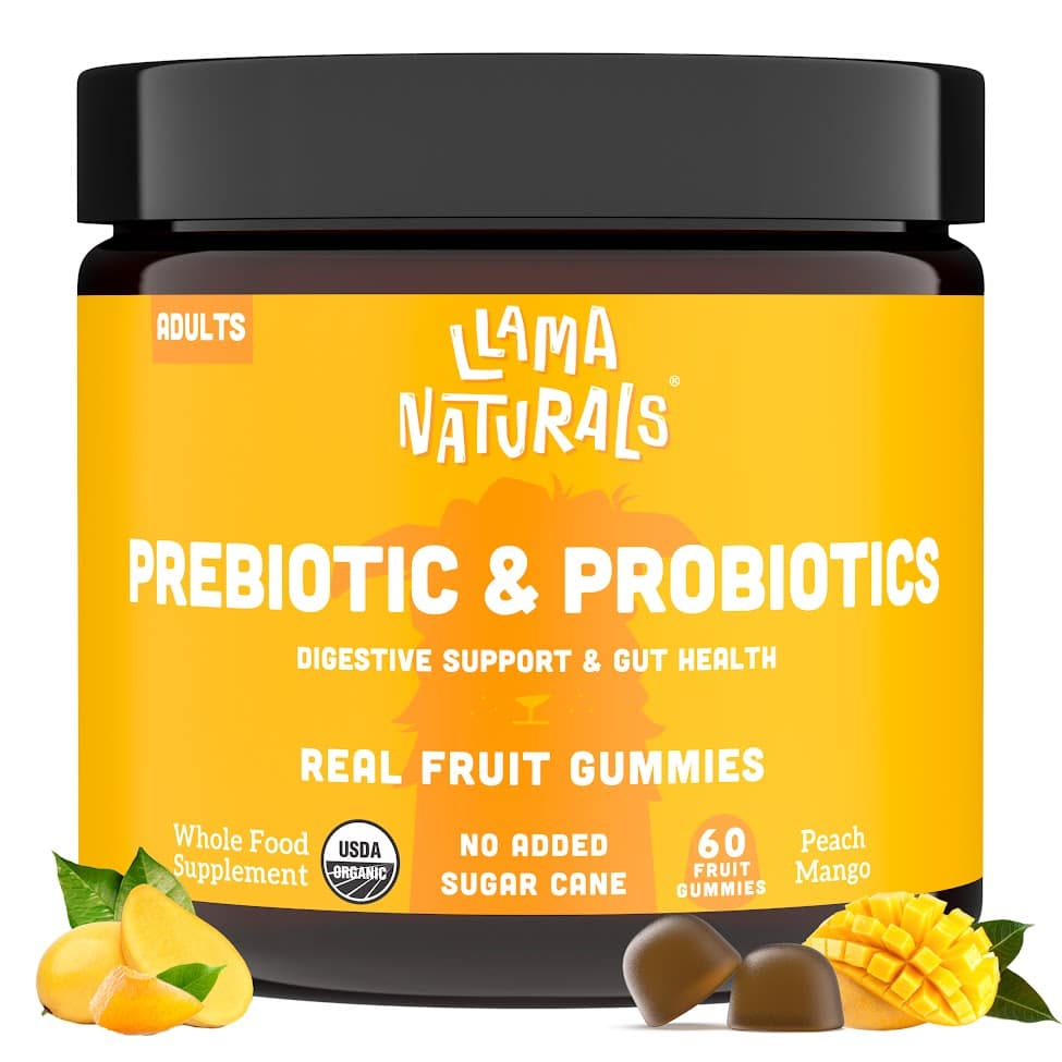 Llama Naturals Adults Vitamin Gummy Bites - Pre:Probiotics - Peach Mango from Gimme the Good Stuff