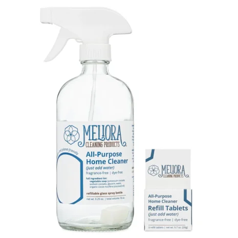 Meliora All Purpose Cleaner Glass Bottle with Refills.
