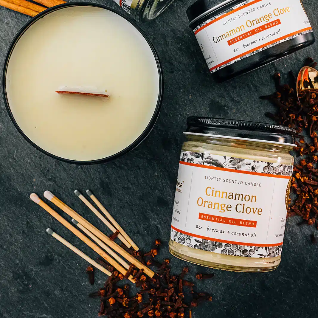 Non-Toxic Beeswax Candles with Essential Oils from Fontana Candle Co. Cinnamon Orange and Clove Large Tin