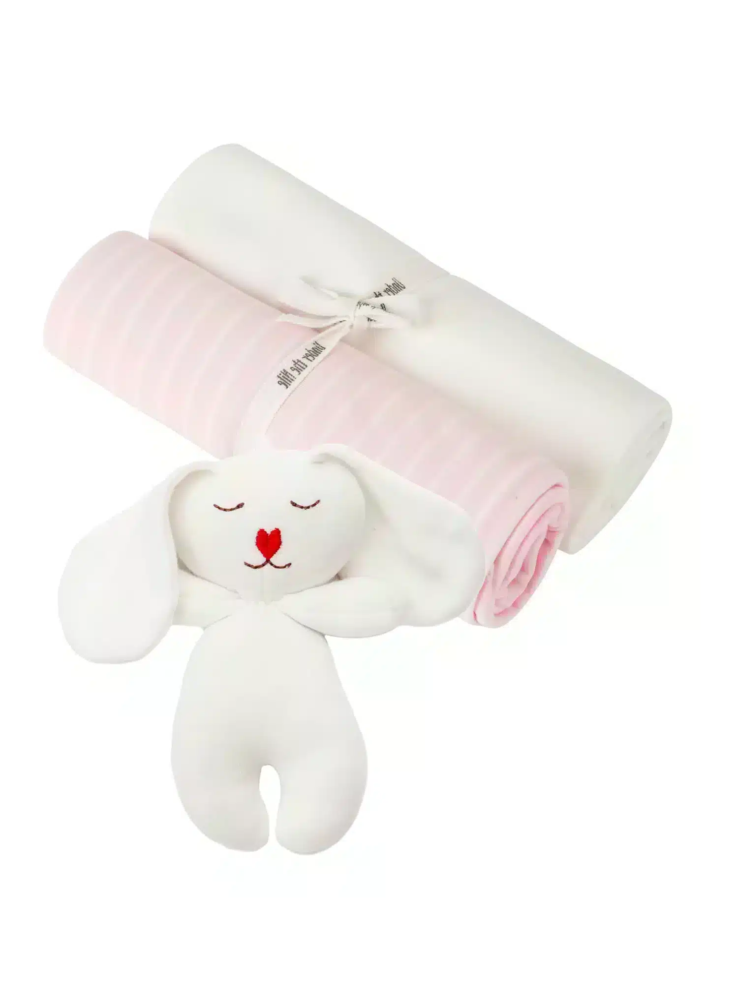 Under the Nile Pink Swaddle Set And Binky Rabbit Toy Gift Set from Gimme the Good Stuff