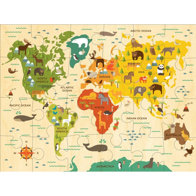 petit collage world map 24 piece floor puzzle gimme the