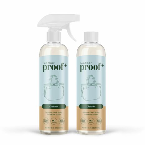 Two bottles of natural fabric protector on a white background.