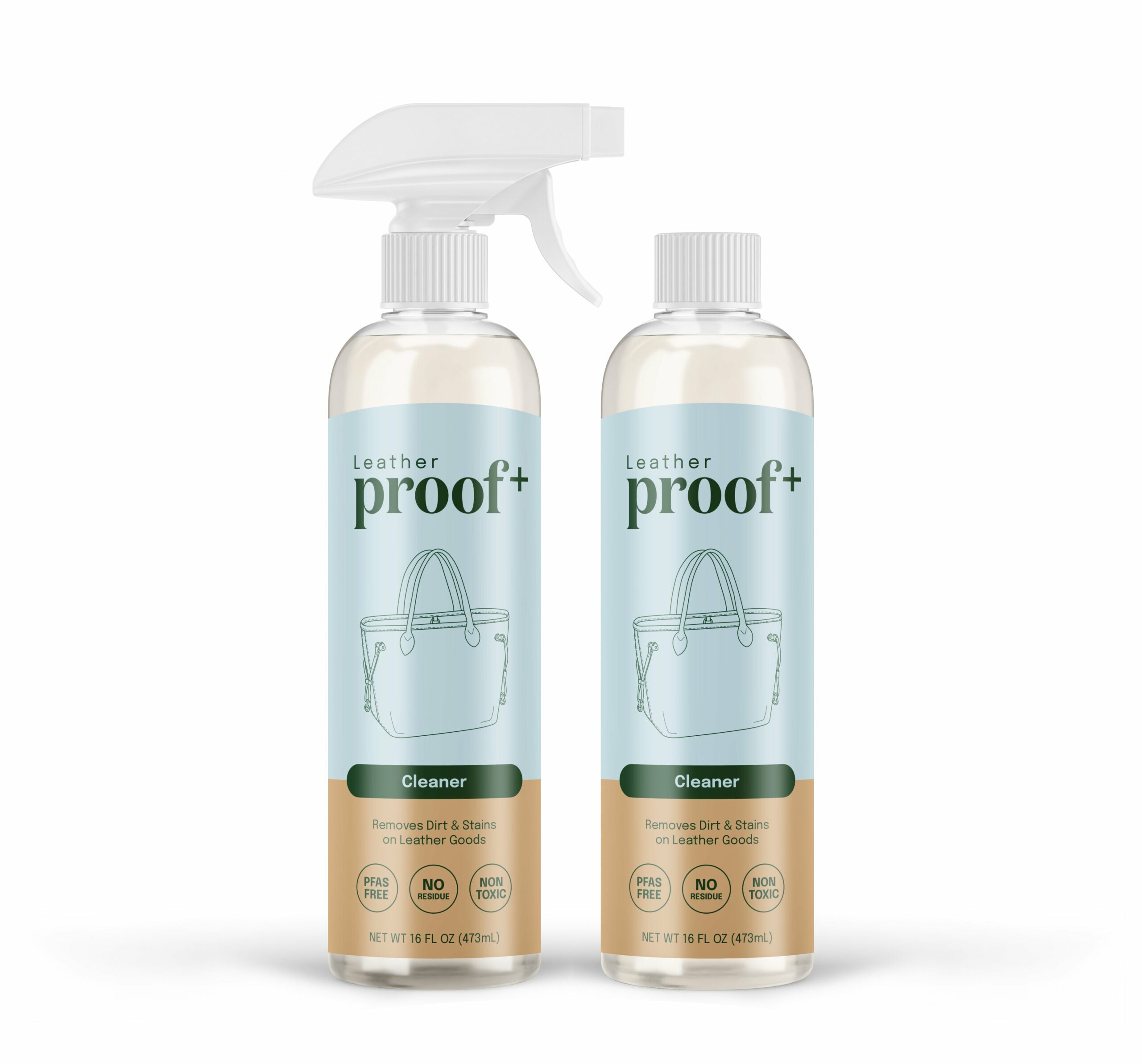 Two bottles of natural fabric protector on a white background.