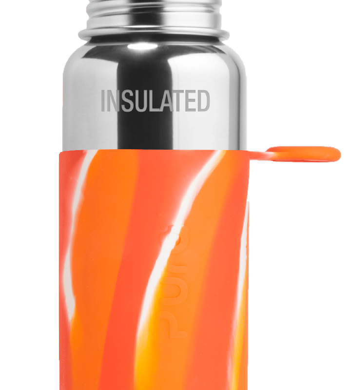Pura Kiki Sport Insulated Stainless Steel Water Bottle from Gimme the Good Stuff Orange Swirl