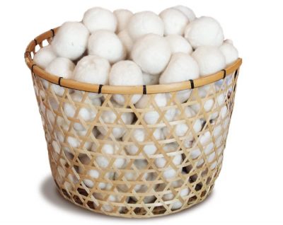 Soaring Heart Organic Wool Dryer Balls in Basket from Gimme the Good Stuff
