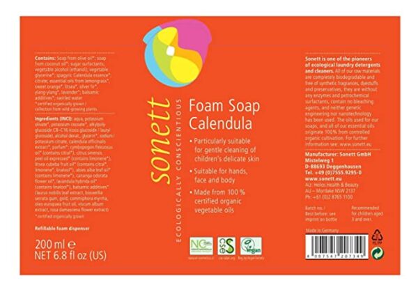Sonett Kids Foam Soap Calendula Label