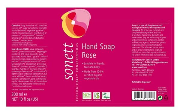 Sonett Liquid Hand Soap Rose Label