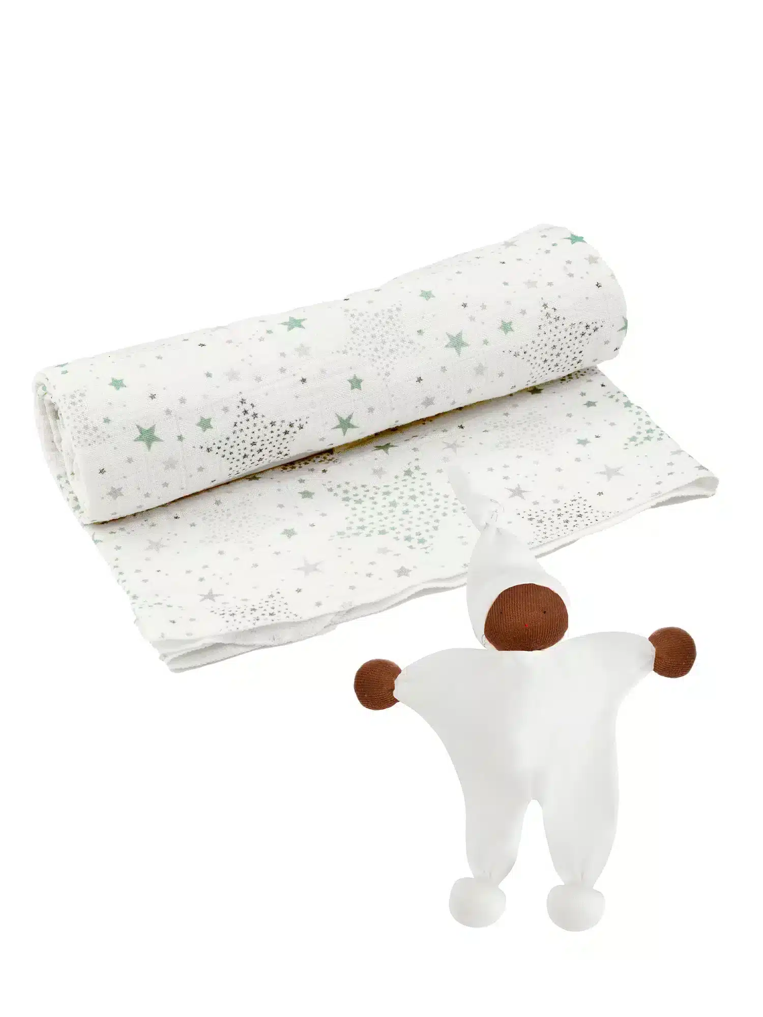 Under the Nile Twinkle Muslin Swaddle And African American Baby Buddy Gift Set