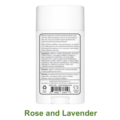 Thinksport Magnesium Deodorant Rose and Lavender Ingredients from Gimme the Good Stuff