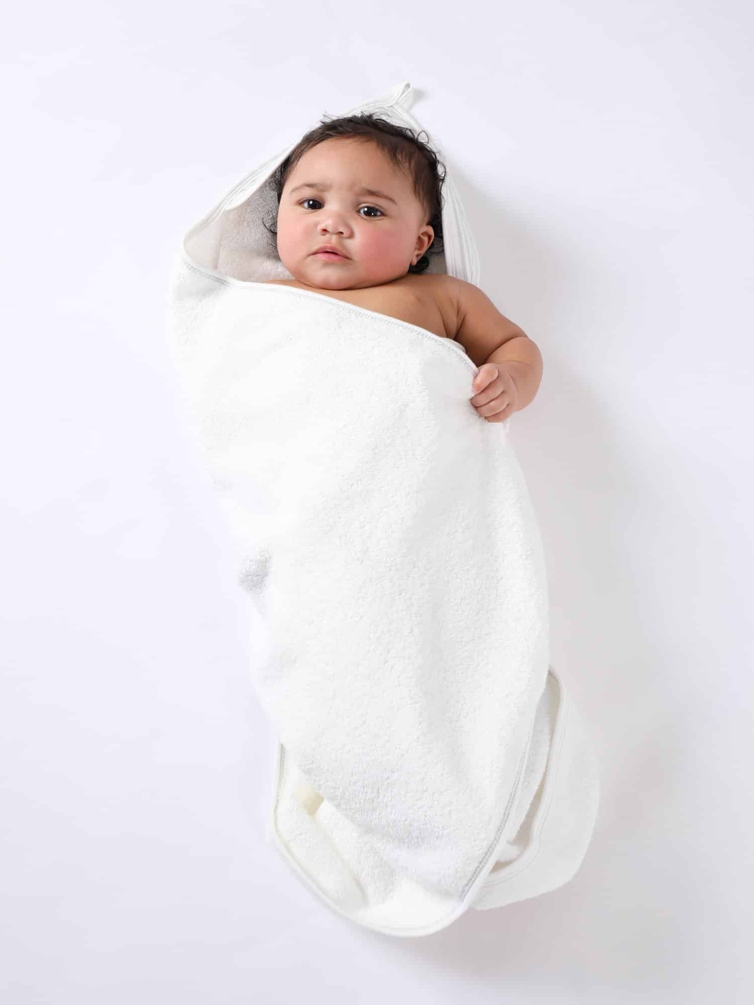 Under the Nile Newborn Deluxe Hooded Towel - Gray Stripe from gimme the good stuff