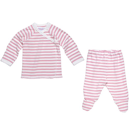 Under the Nile Side Snap Layette Set Blush Stripe from Gimme the Good Stuff