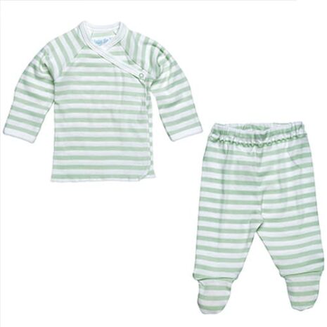 Under the Nile Side Snap Layette Set Sage Stripe from Gimme the Good Stuff