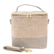 soyoung linen-cement colour block lunch poche from gimme the good stuff