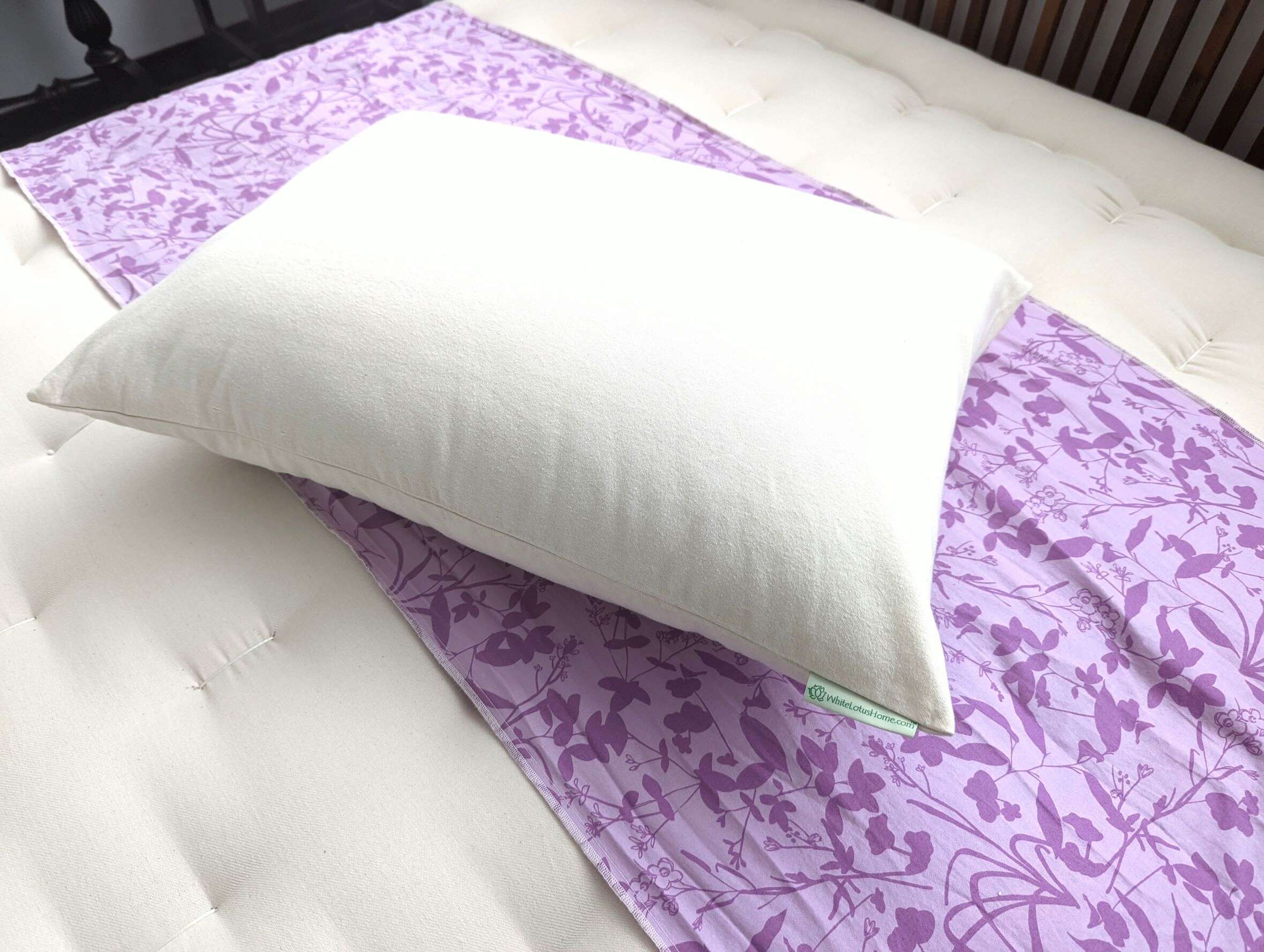 White Lotus Waterproof Organic Cotton Pillow Protector
